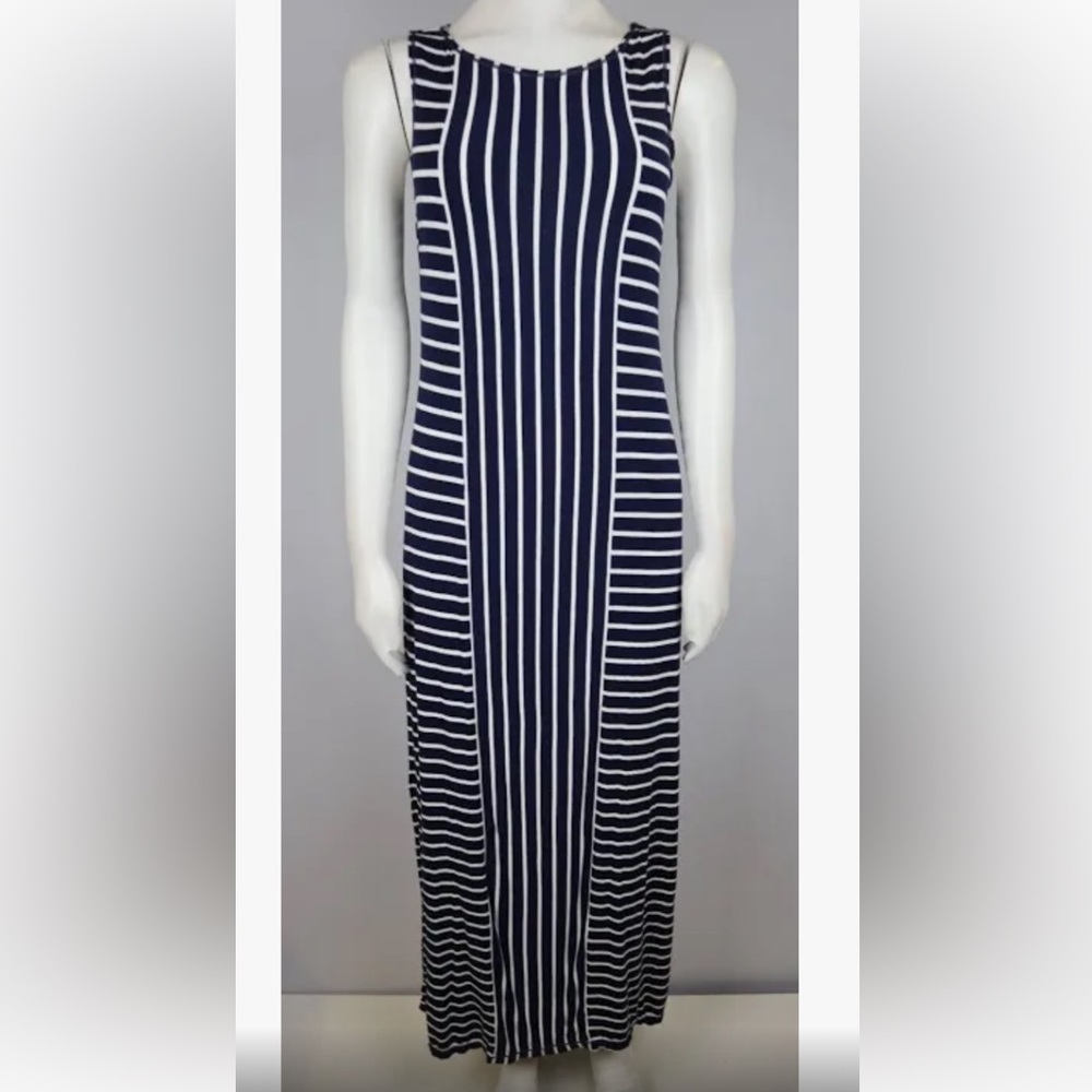 Max Studio blue & white striped maxi dress